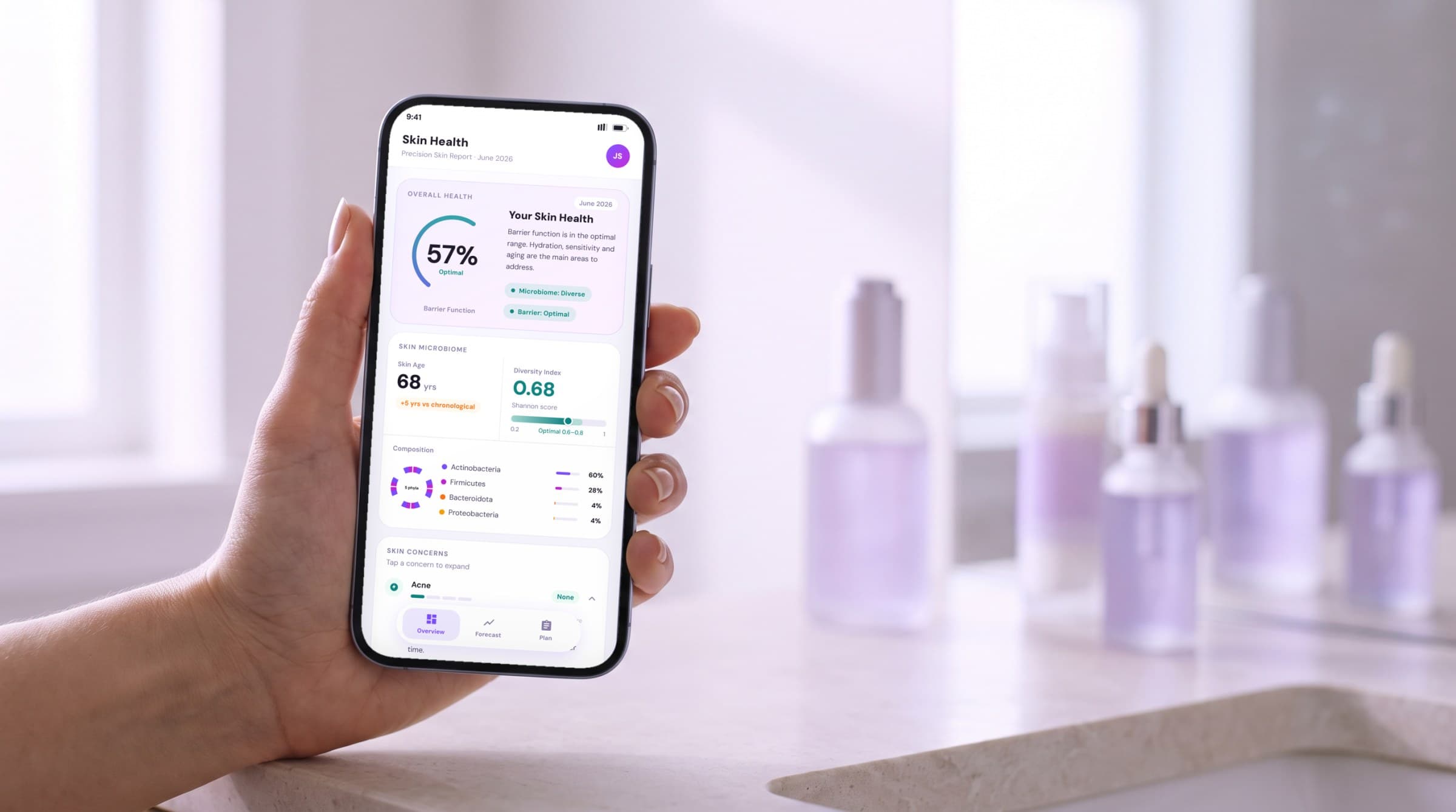 The Skin Health report leads with one overall score