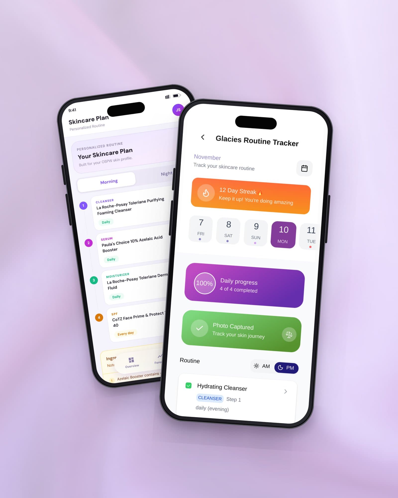 Skincare Plan and the daily routine tracker