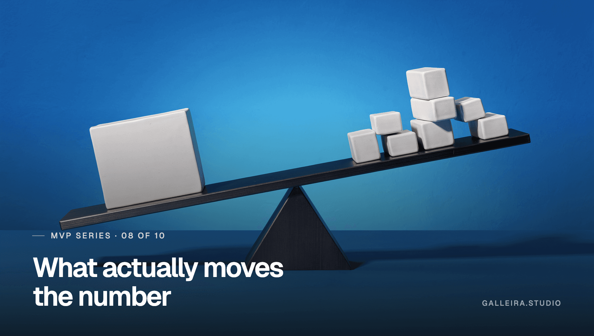 A balance beam where many small blocks outweigh one large block, captioned “What actually moves the number”